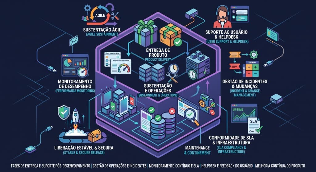 Entrega e suporte — monitoramento, SLA, helpdesk e melhoria contínua